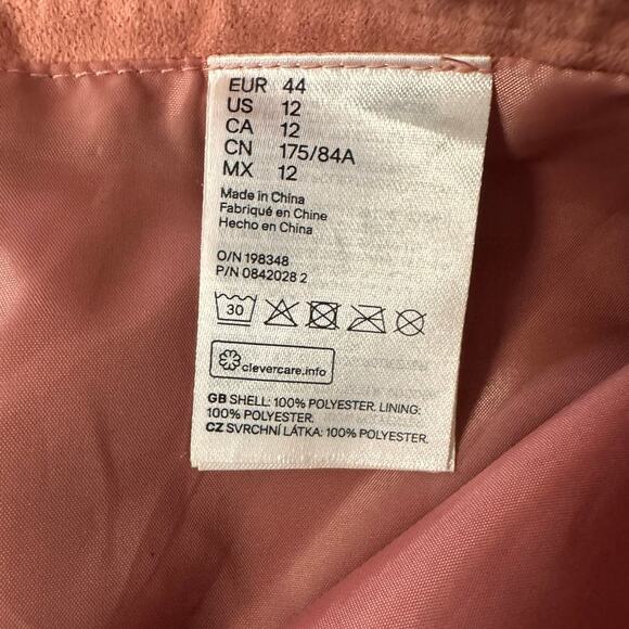 H&M Divided Size 12 Ruffle Hem Short Skirt Salmon Pink soft Suede Feel - Picture 5 of 8